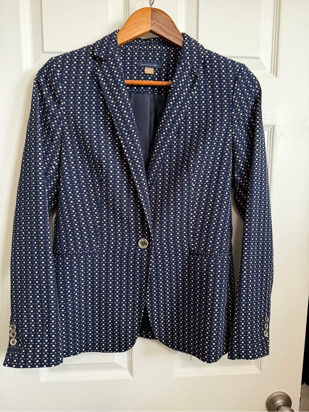 Tommy Hilfiger Navy Dot Single-Button Blazer